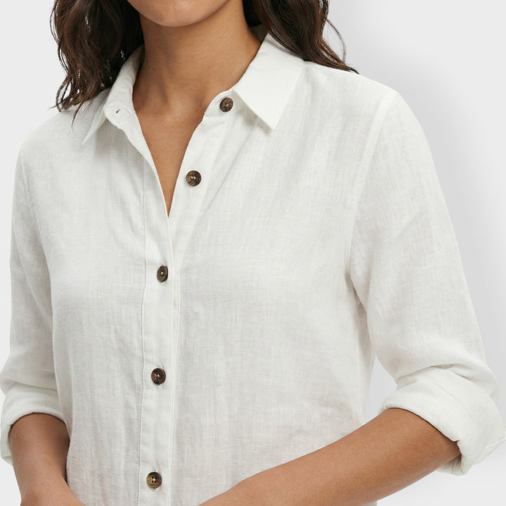 Vestido Camisero Blanco Mujer Botones