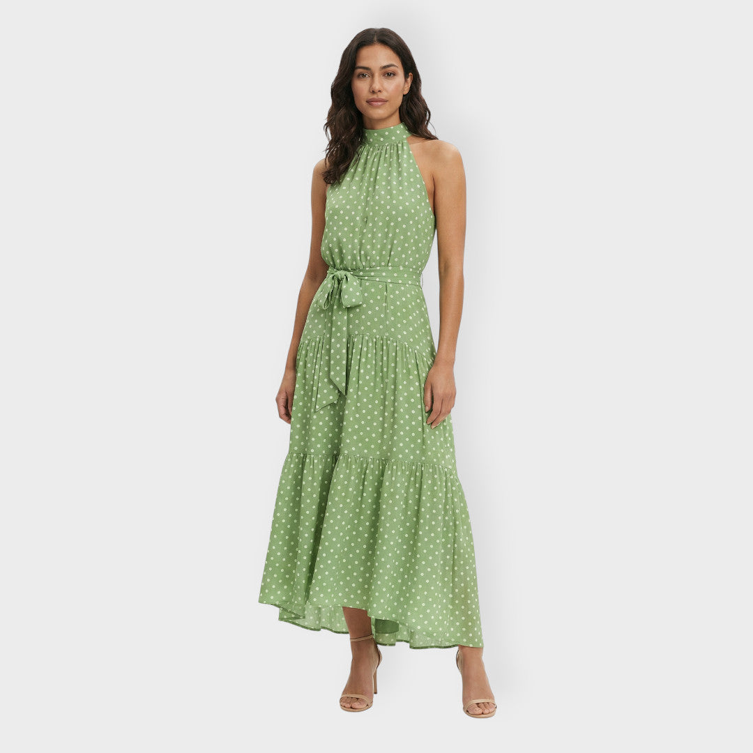 Vestido Midi Mujer Lunares Lazo