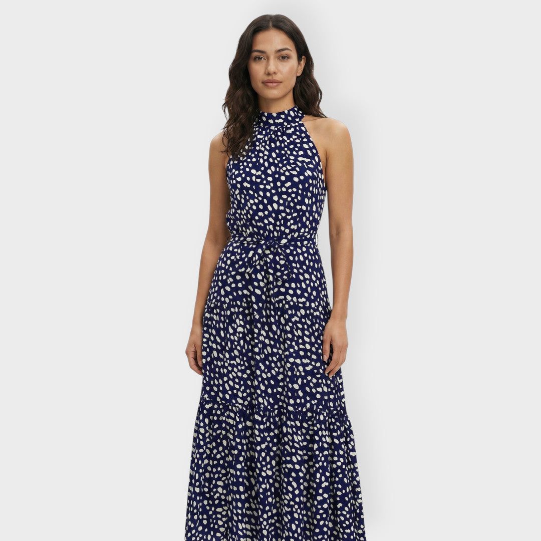 Vestido Midi Mujer Lunares Lazo