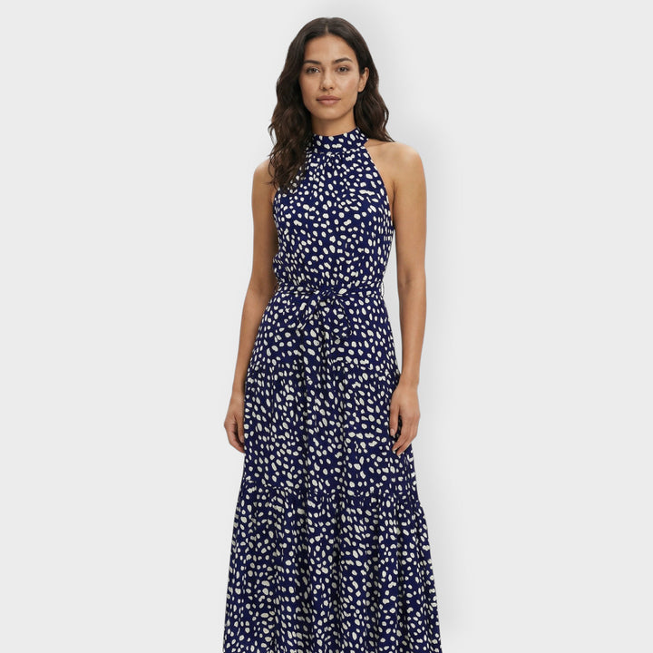 Vestido Midi Mujer Lunares Lazo