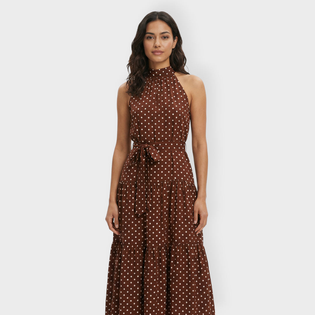 Vestido Midi Mujer Lunares Lazo