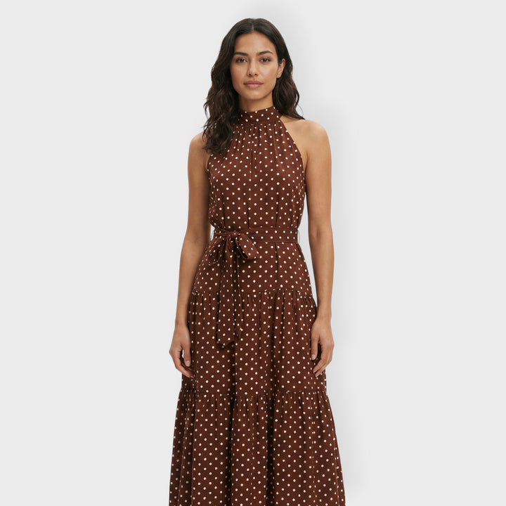 Vestido Midi Mujer Lunares Lazo