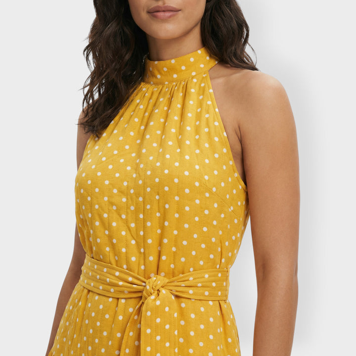 Vestido Midi Mujer Lunares Lazo