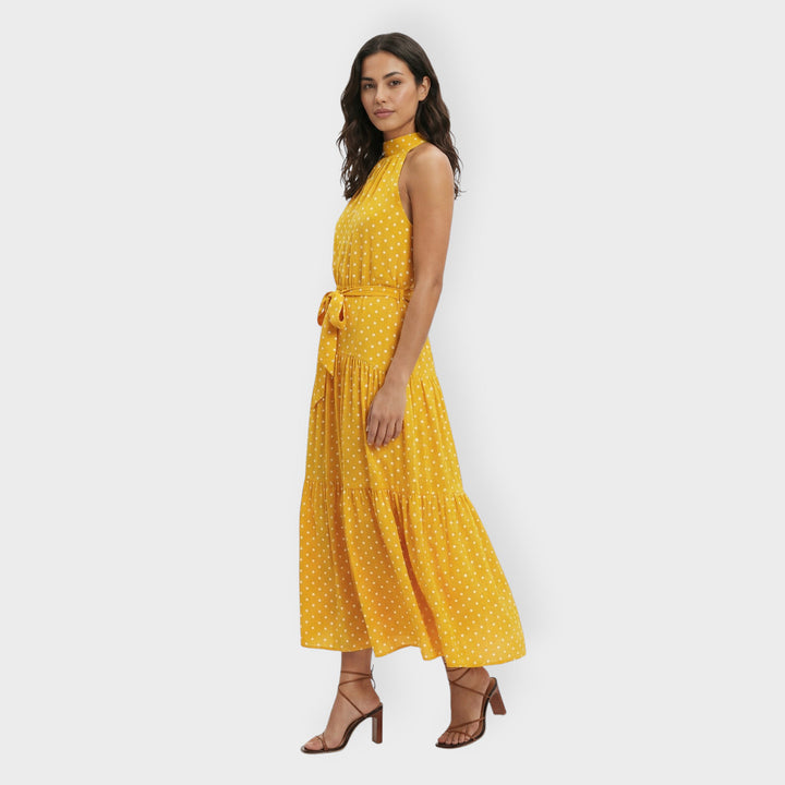 Vestido Midi Mujer Lunares Lazo