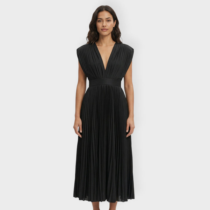 Vestido Largo Plisado Mujer Elegante