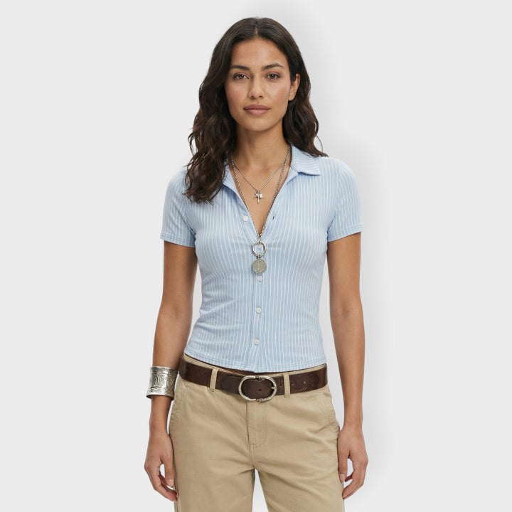 Camisa Rayas Mujer Manga Corta