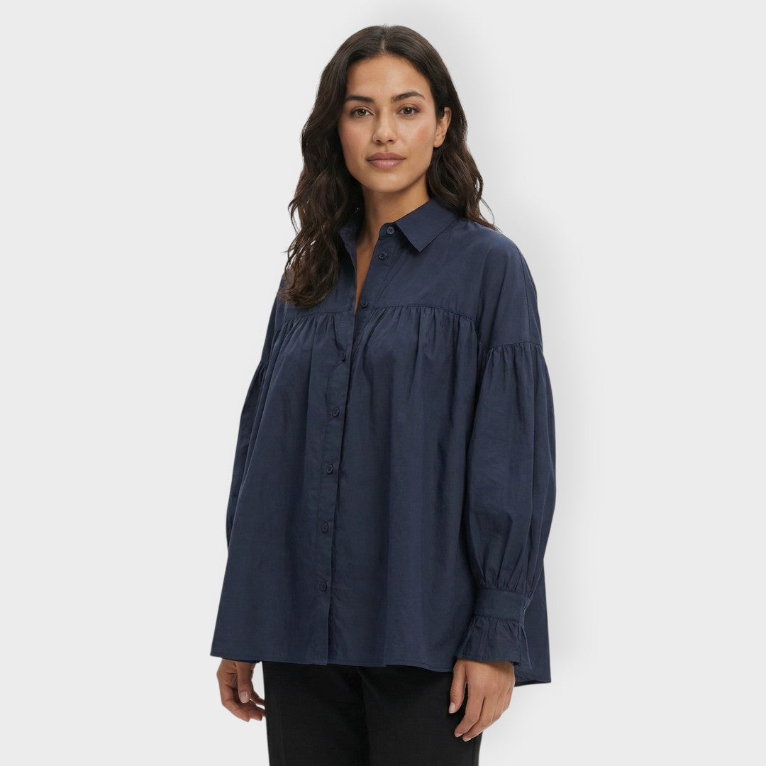 Camisa Oversize Mujer Manga Abullonada