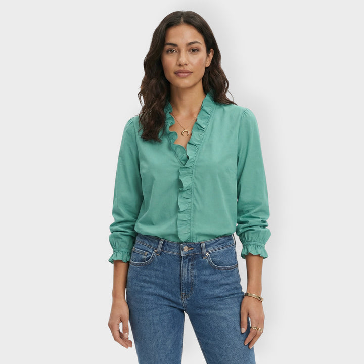 Camisa Blanca Mujer Volantes Elegante