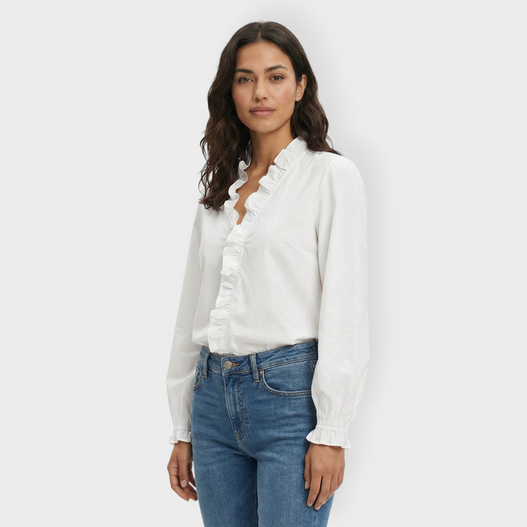 Camisa Blanca Mujer Volantes Elegante