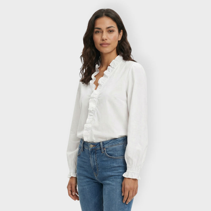 Camisa Blanca Mujer Volantes Elegante