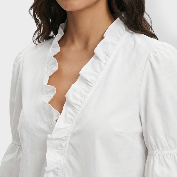 Camisa Blanca Mujer Volantes Elegante