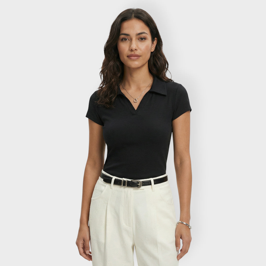 Camiseta Mujer Cuello Polo Algodón
