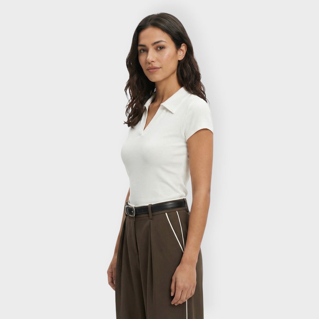 Camiseta Mujer Cuello Polo Algodón