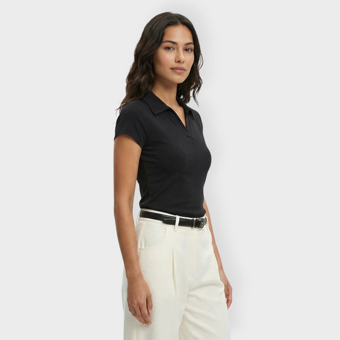 Camiseta Mujer Cuello Polo Algodón