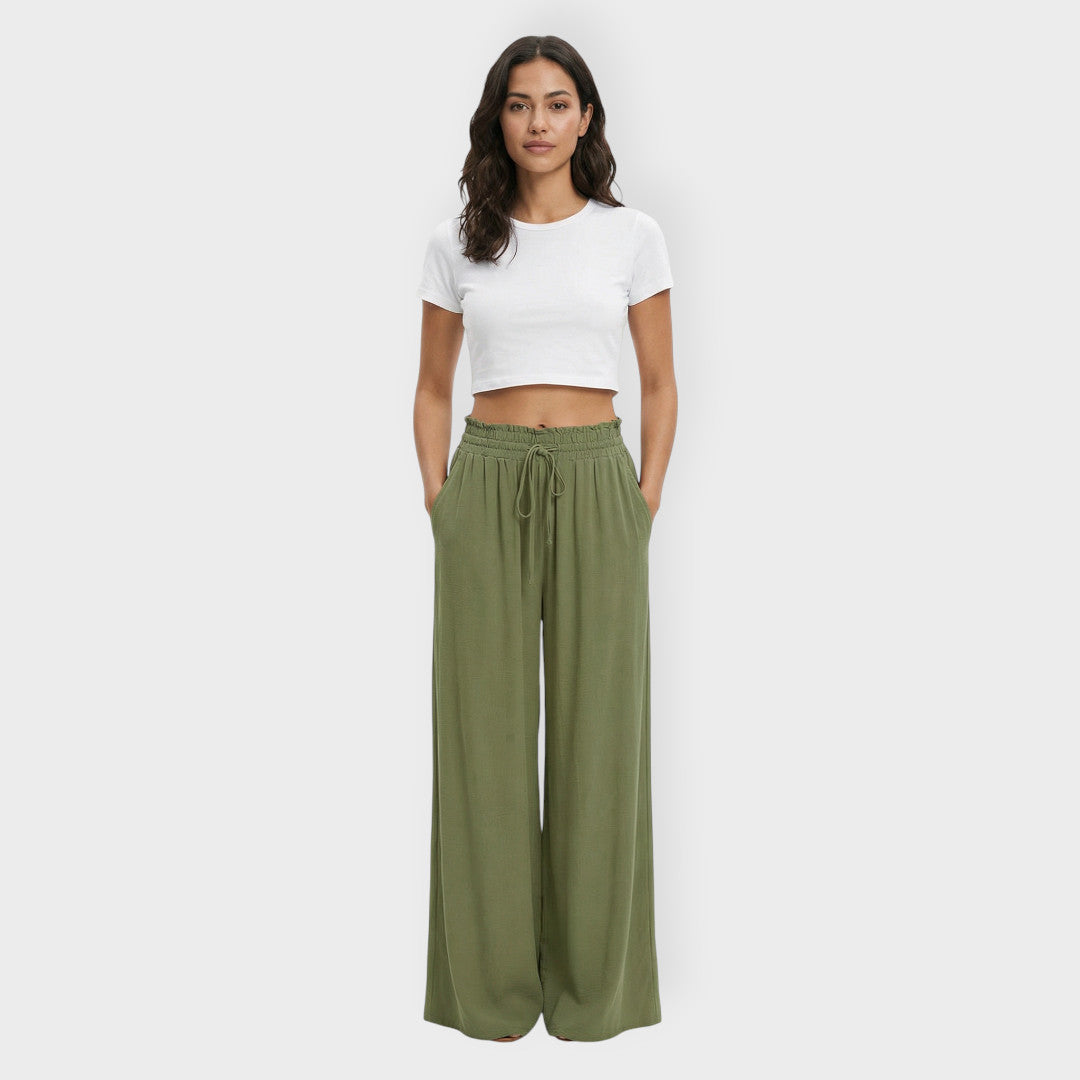 Pantalones Anchos Mujer Cintura Elástica