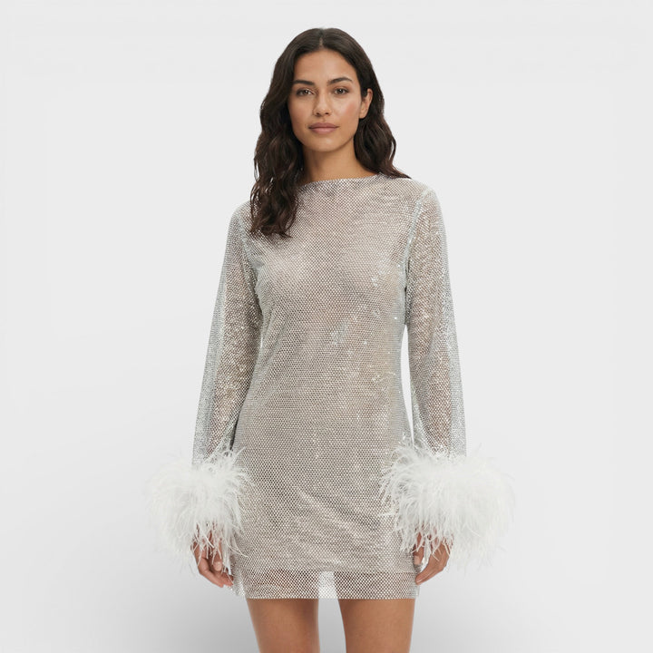Vestido Mini Fiesta Plumas Mujer