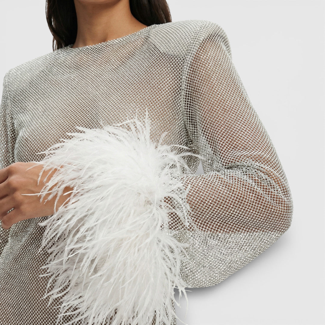 Vestido Mini Fiesta Plumas Mujer