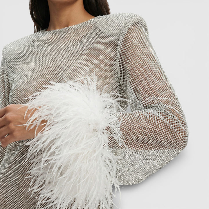 Vestido Mini Fiesta Plumas Mujer