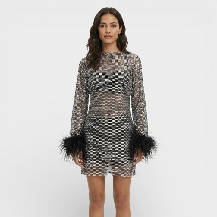 Vestido Mini Fiesta Plumas Mujer