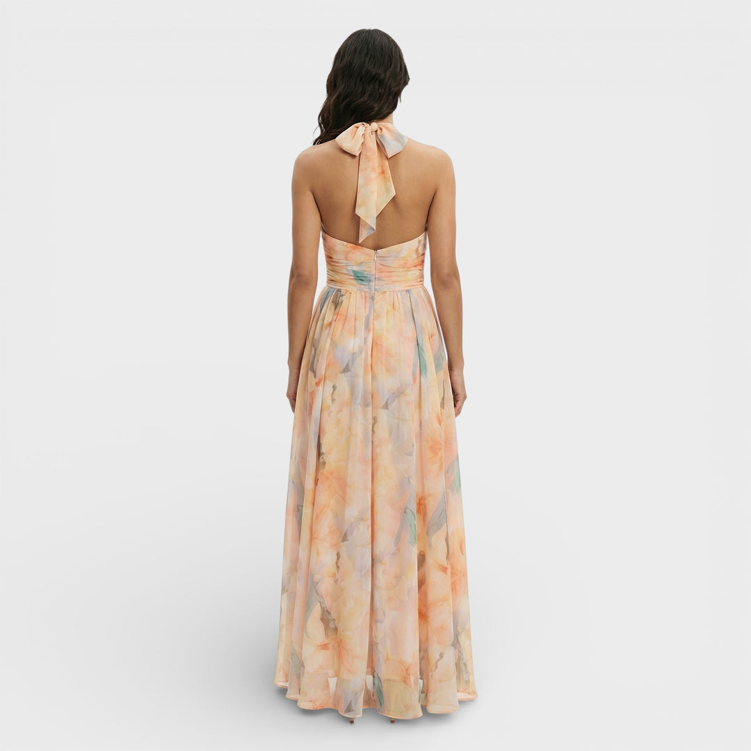Vestido Maxi Estampado Acuarela Halter