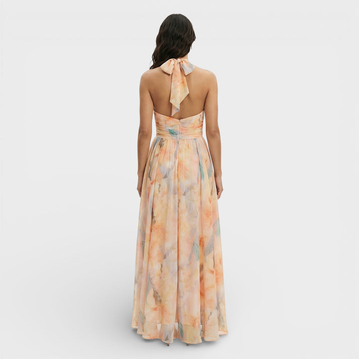 Vestido Maxi Estampado Acuarela Halter