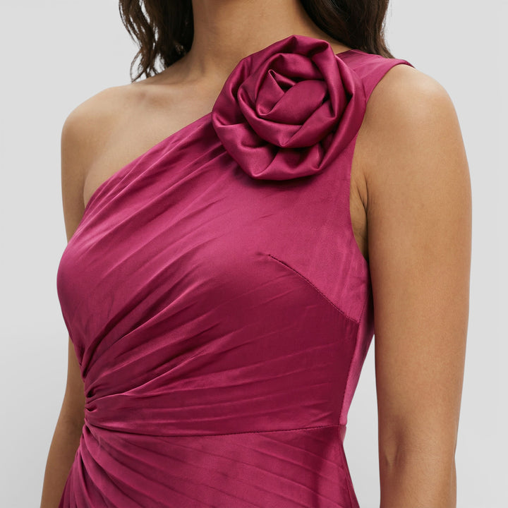 Vestido Maxi Plisado Un Hombro