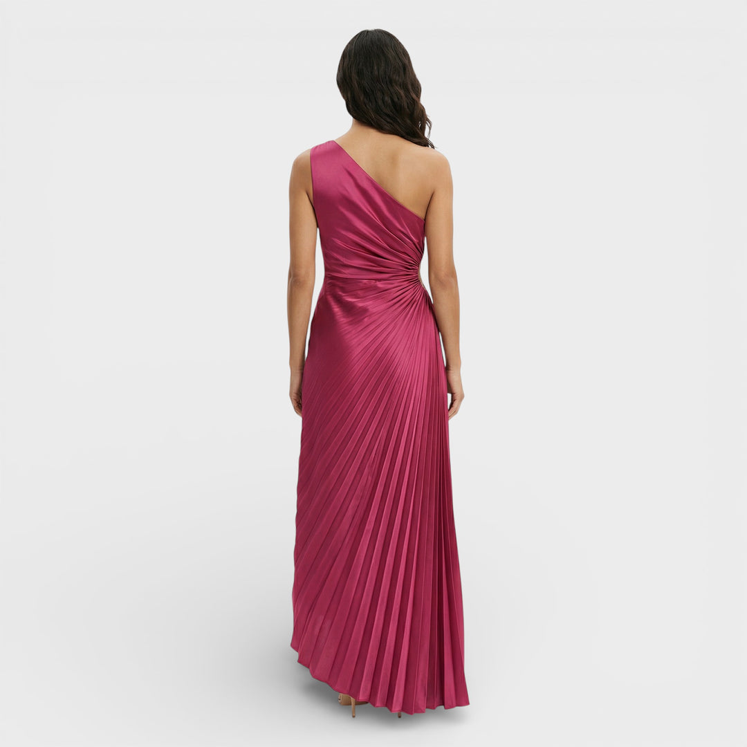Vestido Maxi Plisado Un Hombro