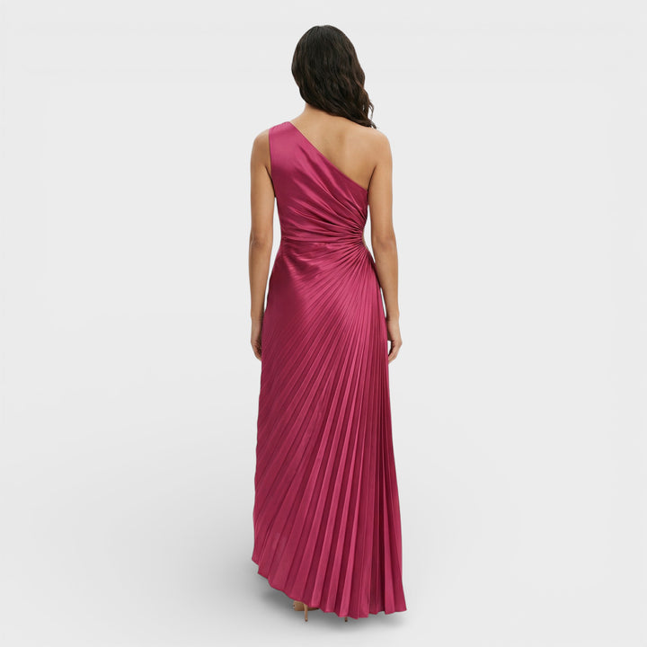 Vestido Maxi Plisado Un Hombro