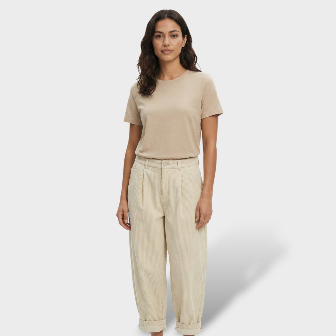 Pantalones Pana Tiro Alto Mujer