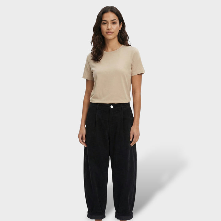 Pantalones Pana Tiro Alto Mujer