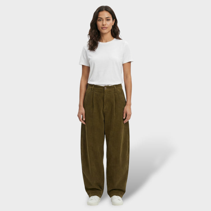 Pantalones Pana Tiro Alto Mujer