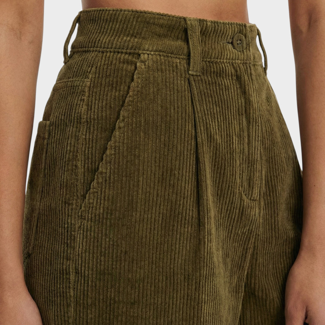 Pantalones Pana Tiro Alto Mujer