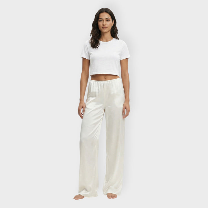 Pantalón Satinado Ancho Mujer Elástico