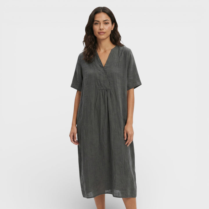 Vestido Midi Algodón Lino Mujer