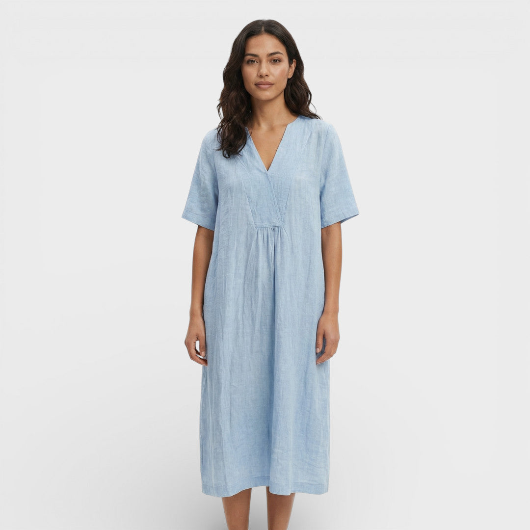 Vestido Midi Algodón Lino Mujer