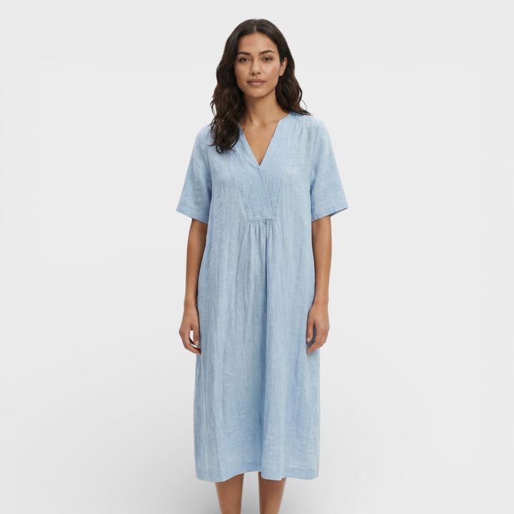 Vestido Midi Algodón Lino Mujer