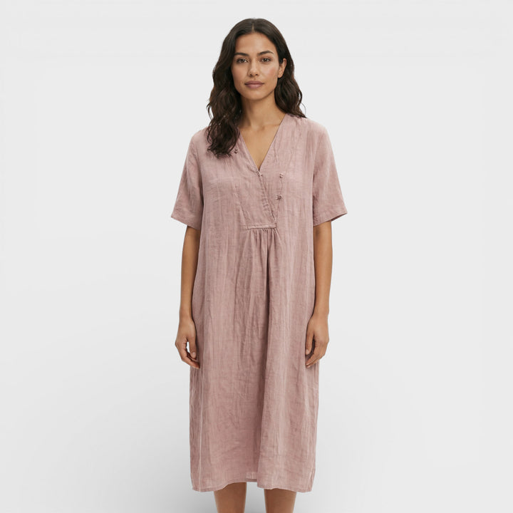 Vestido Midi Algodón Lino Mujer