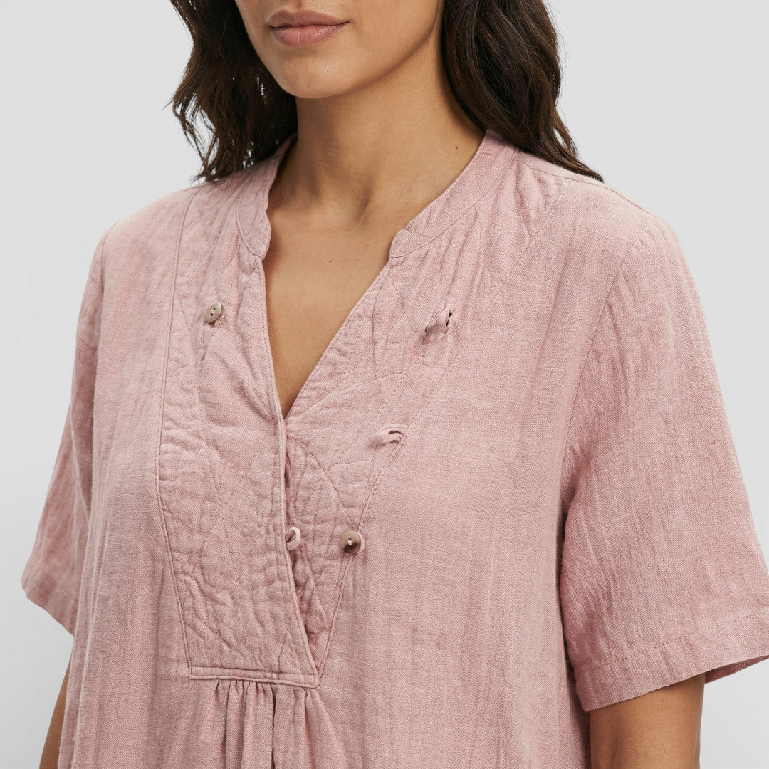 Vestido Midi Algodón Lino Mujer