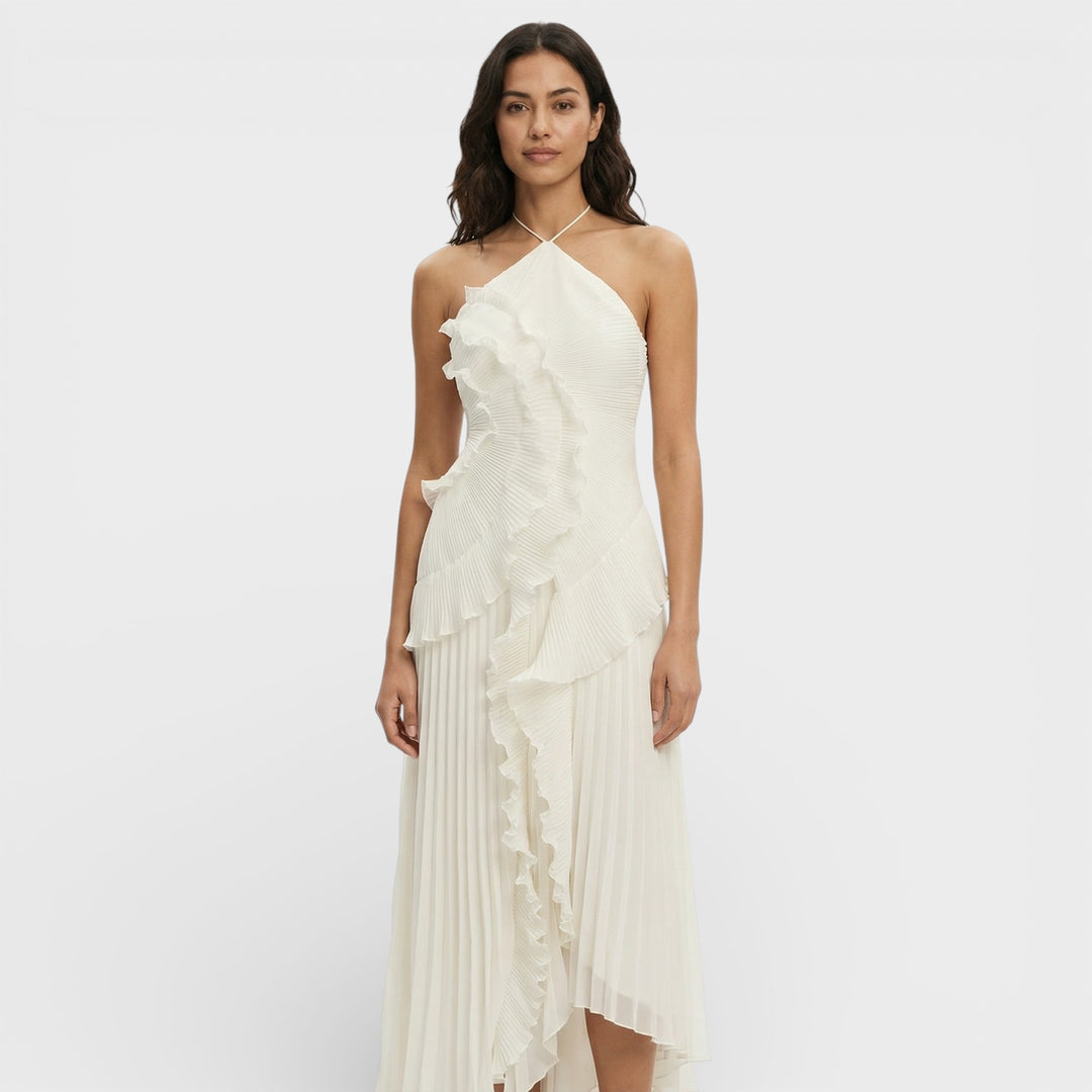 Vestido Largo Halter Plisado Mujer