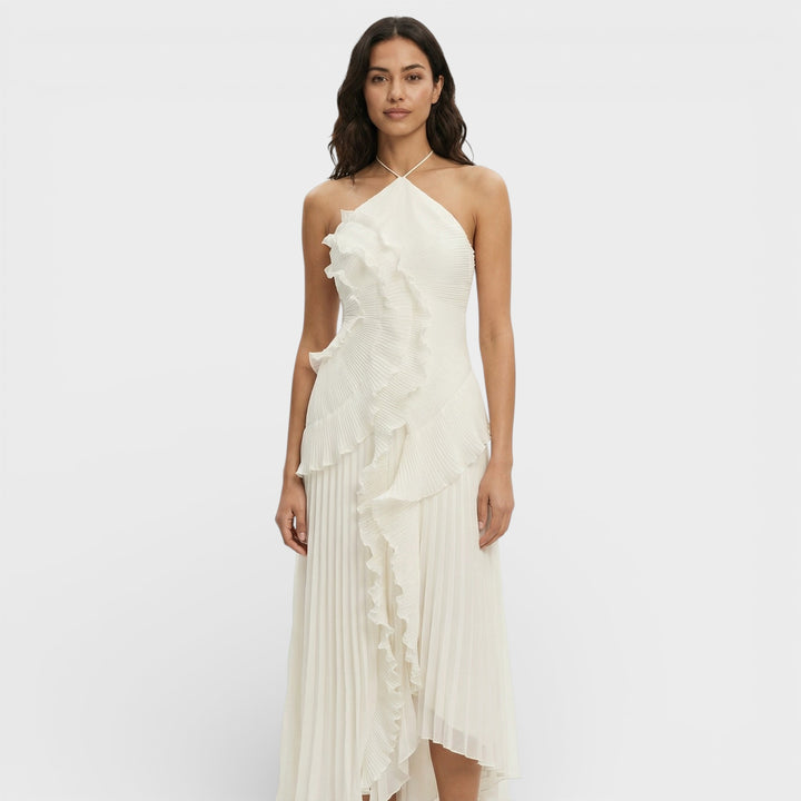 Vestido Largo Halter Plisado Mujer