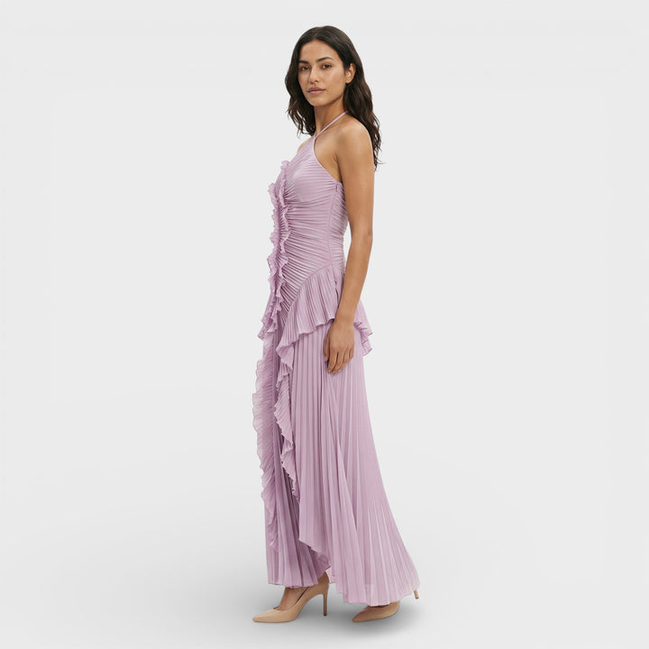 Vestido Largo Halter Plisado Mujer