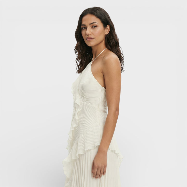 Vestido Largo Halter Plisado Mujer