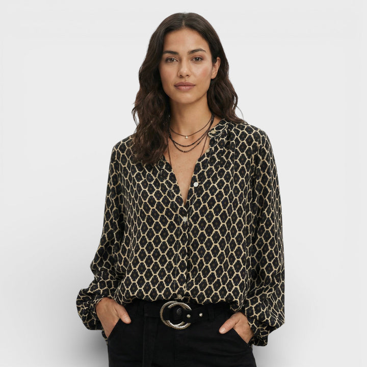 Blusa Fluida Escote Pico Mujer