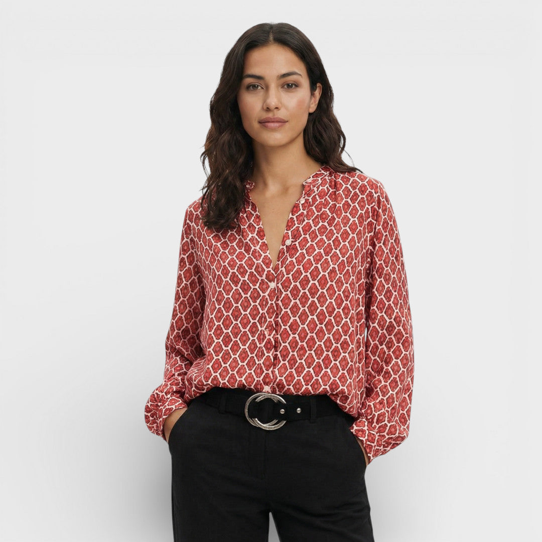 Blusa Fluida Escote Pico Mujer