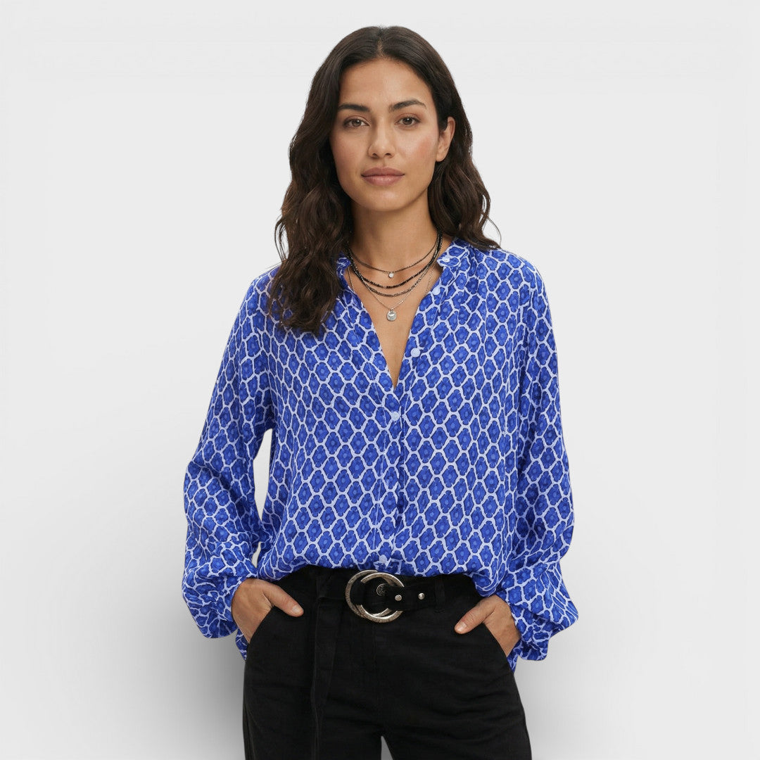 Blusa Fluida Escote Pico Mujer