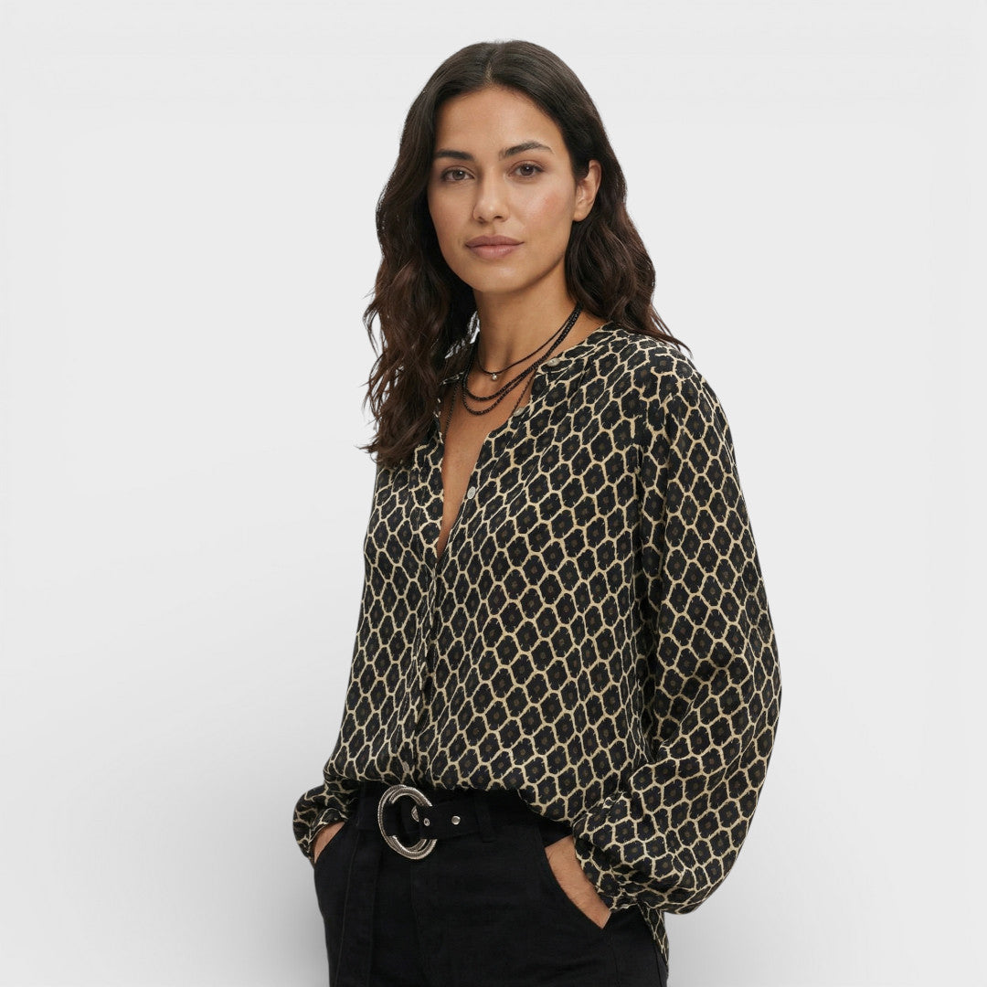 Blusa Fluida Escote Pico Mujer