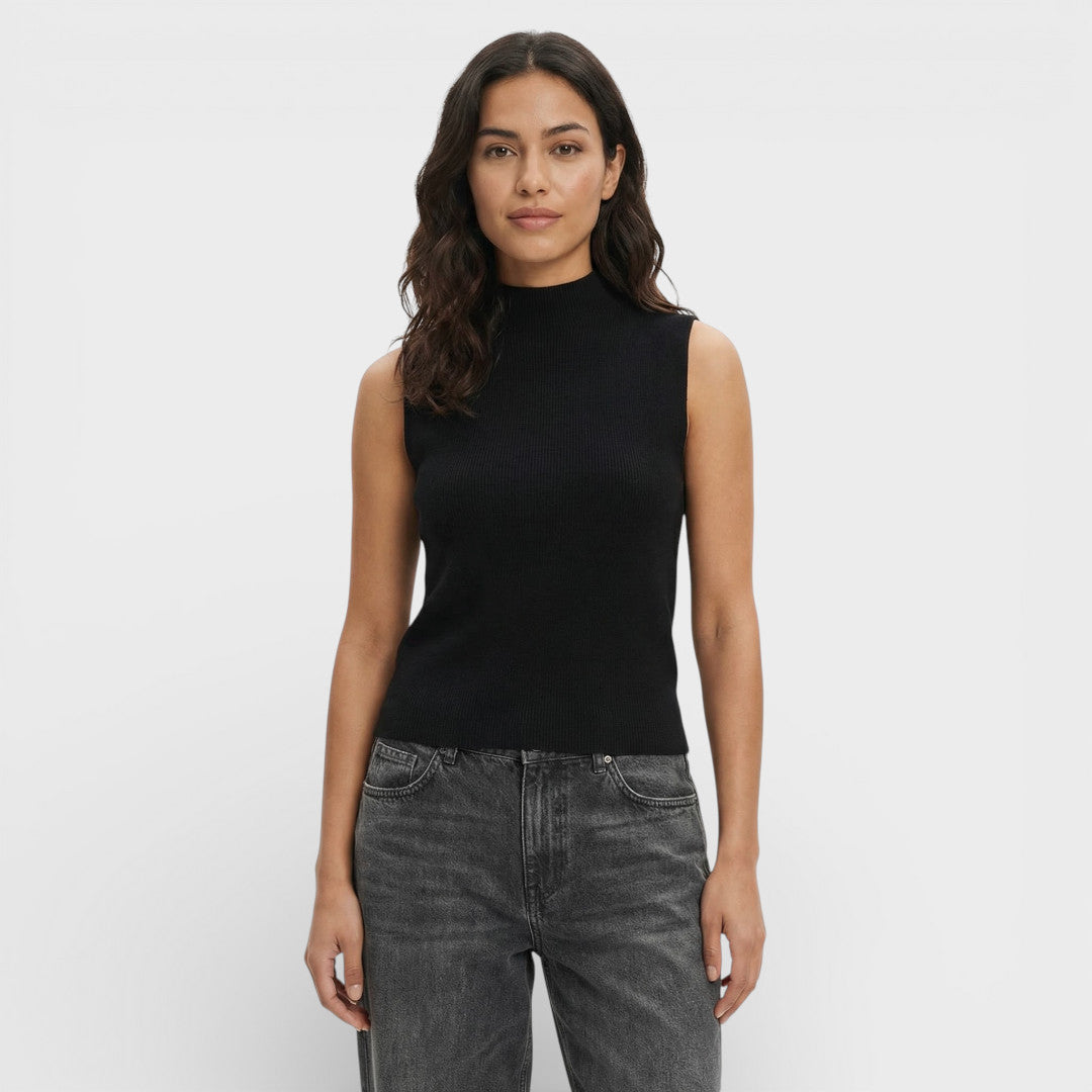 Chaleco Punto Mujer Cuello Alto