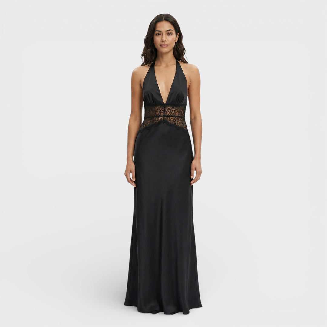 Vestido Largo Halter Espalda Abierta