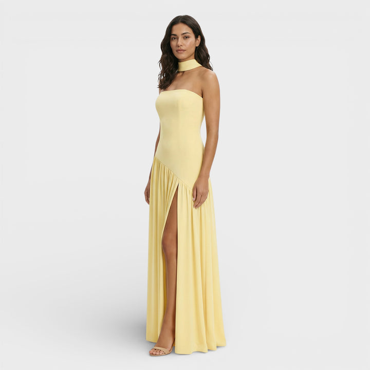 Vestido Largo Sin Tirantes Abertura