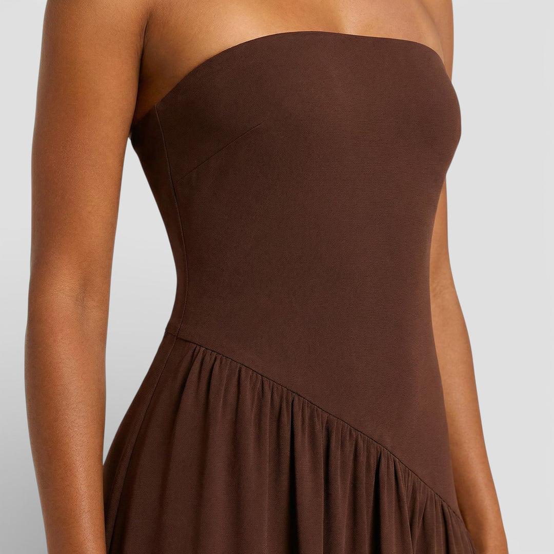 Vestido Largo Sin Tirantes Abertura